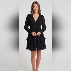 Saints + Secrets Black Ruffle Women's Dress Size S